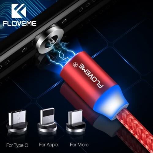 FLOVEME Magnetic Charger Cable Micro USB Type C Lighting Cable 2A Fast Charging Charge USBC/Type-C Wire For iPhone Samsung Cable