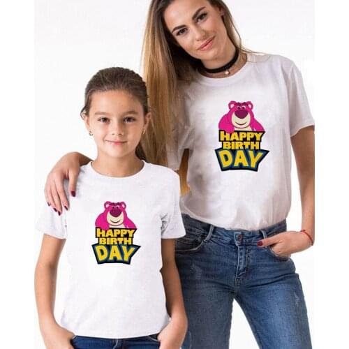 Cute Cartoon Kawaii Toy Story Printed Family Matching Clothes Summer Short Sleeve Kids Boy Girl Mama Dad T-shirts Tee Tops