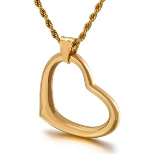 Sweet Girls women Stainless steel Gold Love Heart Pendant Necklace chain Fashion Gifts birthday gifts Couple