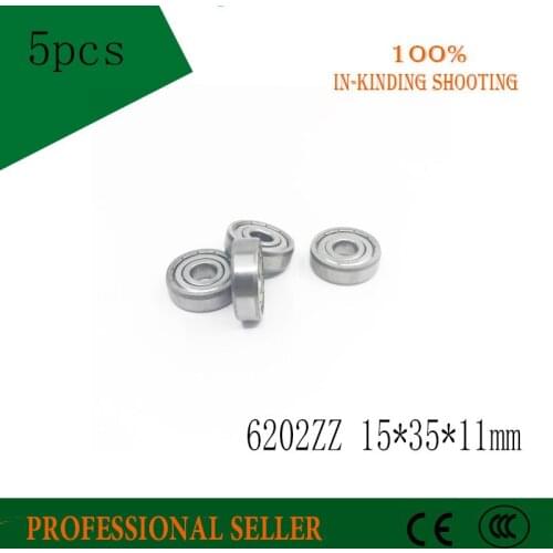 5pcs/Lot 6202ZZ 6202 ZZ 15x35x11mm Mini Ball Bearing Miniature Bearing Deep Groove Ball Bearing Brand New