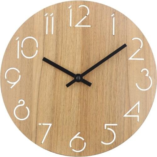 Wall Clocks Round Modern Design Wooden Wall Clocks Vintage Hollowed Arabic Numbers Solid Clock Watch Reloj De Pared