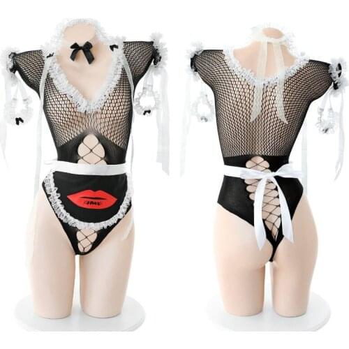 2020 New Transparent hollow suit passion uniform net clothes tease sexy super servant sexy lingerie bed hot pervert