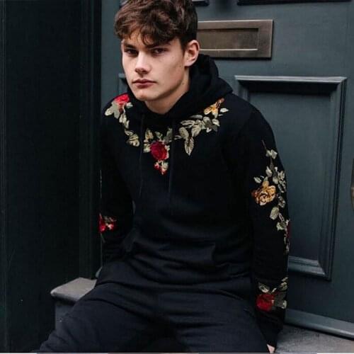 2020 Autumn Winter New Foreign Trade European American Hooded Pullover Long Sleeve Embroidery Mens College