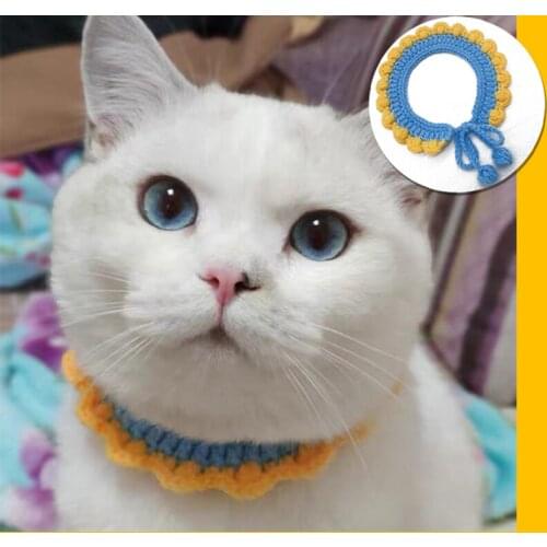 Cat Collar Dog Collar Scarf Sunflower Cute Handmade Crocheted Bib Small Dog British Short American Short Photo Cat Accessories