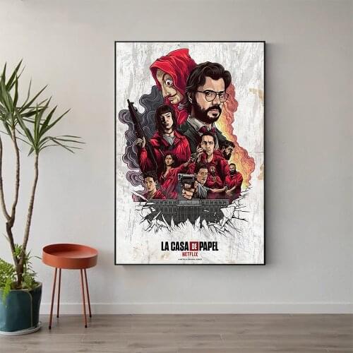 W493 Silk Fabric Poster Wall Art Decor LA CASA OF PAPEL CLASSIC MOVIE Classic Movie Trend Fashion Decoration Bright Gift