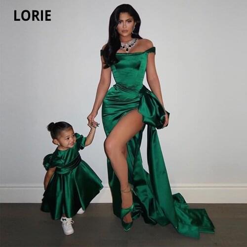Simple Emerald Green Mermaid Evening Dresses Long 2020 Sexy Silt Off Shoulder Plus Size Adult Prom Party Celebrity Gowns