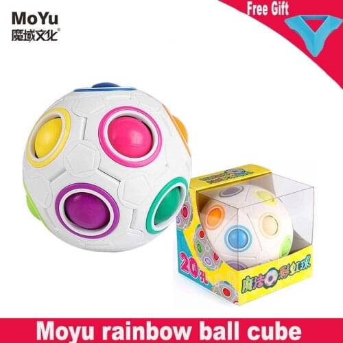 Moyu 20-holes Rainbow Ball Magic Cube Twist Ball Toy Brain Speed Cube football Cube educational toys for children boy Cubo magi