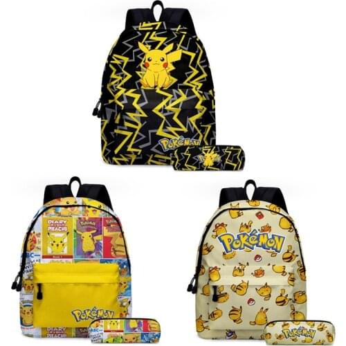 Pokemon Backpack Cartoon Anime Pikachu Figure Canvas Schoolbag for Teenagers Girls Boys Birthday Gift Pokemon Go