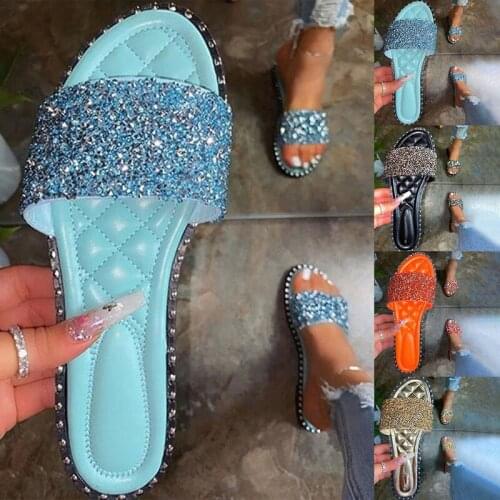New Slippers Women Summer Sandals 2021 Fashionable Bling Female Casual Flops Girls Flat Shoes Outdoor Cool Sandals For Women