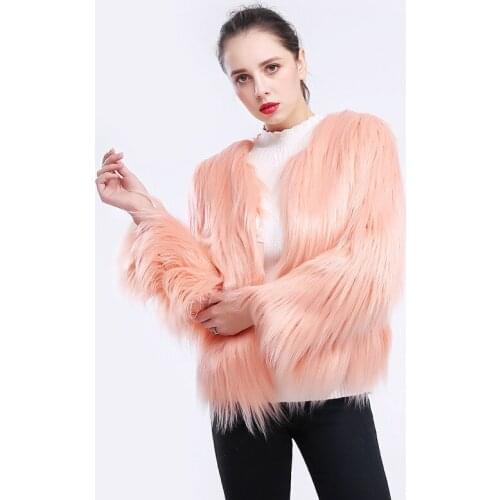 Fluffy Faux Fur Coat Women Autumn Winter Warm Womens Short Fur Coat Outerwear Female Jacket Plus Size chaqueta mujer L445