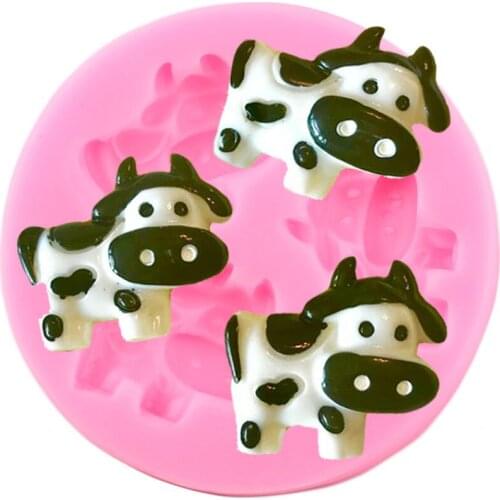 3D Cute Cows Silicone Molds Cupcake Topper Fondant Cake Decorating Tools Cake Baking Candy Clay Chocolate Gumpaste Moulds