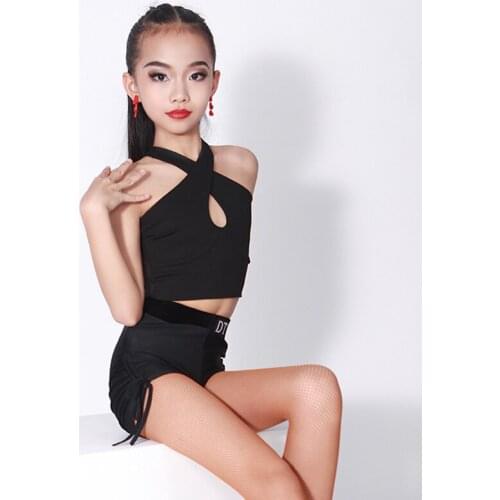 Black Latin Dancing Tops For Girls Designer Clothes Stage Costume Ballroom Practice Wear Dancer Outfit Tango Dancewear JL3053
