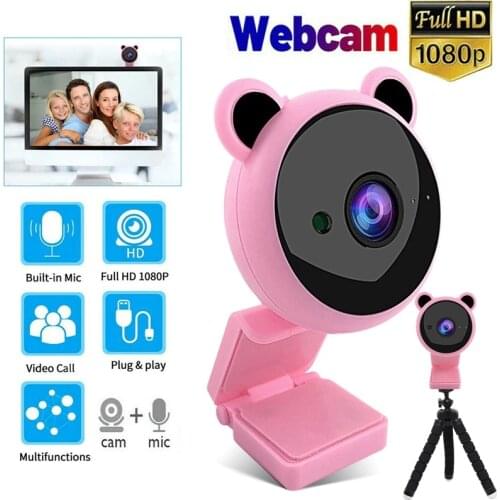 Tongadytech Panda Webcam Full HD 1080P Web Mini Camera With Microphone USB Web Cam Tripods For PC Computer Mac Laptop Desktop