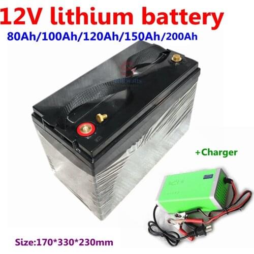 Waterproof 12v 250ah 200ah 150ah 120ah lithium ionli ion BMS 3s for inverter Boat RV backup power Solar energy +20A Charger