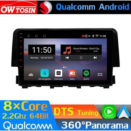 Qualcomm 8Core Android Car Multimedia For Honda Civic 10 FC FK 2015-2021 360 Camers Radio GPS CarPlay Optical HDMI DTS HIFI DSP