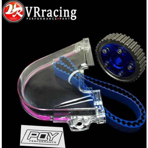 VR - HNBR Racing Timing Belt + Aluminum Cam Gear + PQY Cam Cover FOR 92-00 Civic D16Z D16Y VR-TB1002B+6542B+6337
