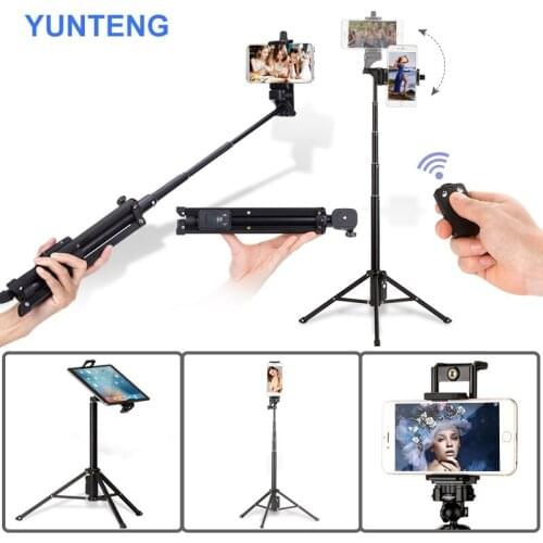 YUNTENG Handheld & mini Tripod Self-Portrait Monopod Selfie Stick Holder Bluetooth Remote Control for camera phone gopro Clip