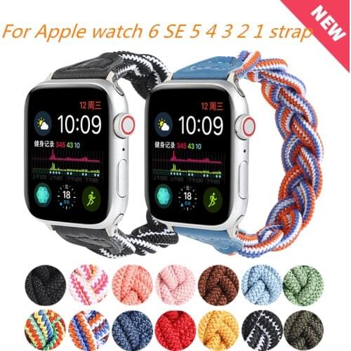 Nylon elastic strap for Apple Watch band 6 5 4 40/44mm 38/42mm Color woven Bracelet For iWatch Series 6 SE 5 4 3 2 1 Wristband