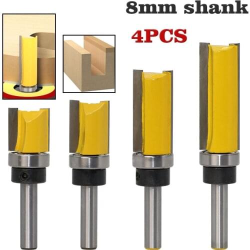 1PC 8mm Shank Template Trim Hinge Mortising Router Bit Straight end mill trimmer cleaning flush trim Tenon Cutter forWoodworking