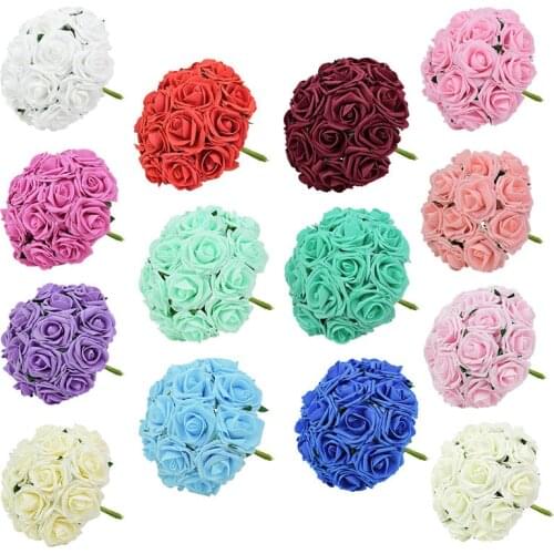 25pcs 7cm PE Foam Rose Flower Heads Cheap Artificial Flowers Branch for Wedding Decoration DIY Bride Wreath Bouquet Craft Roses