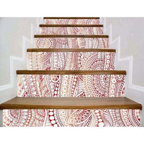 6pcs/set 18cm x 100cm Spirals and Pink Background Stairs Sticker Wallpaper LTT069