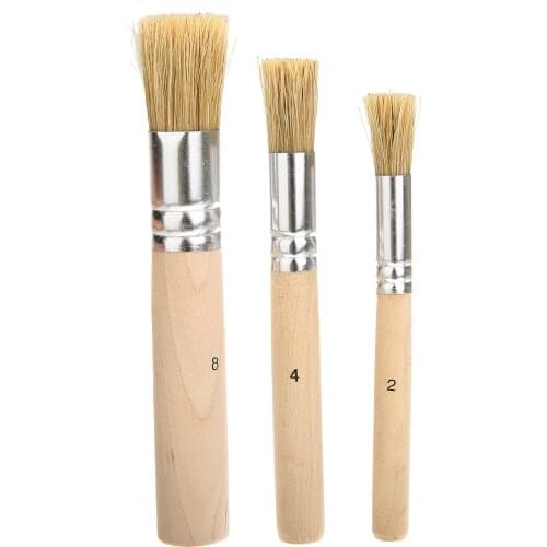 6pcs/set Wooden Stencil Brush High Quality Hog Bristle Brush Acrylic Oil Painting Brush Painting Drawing Tools