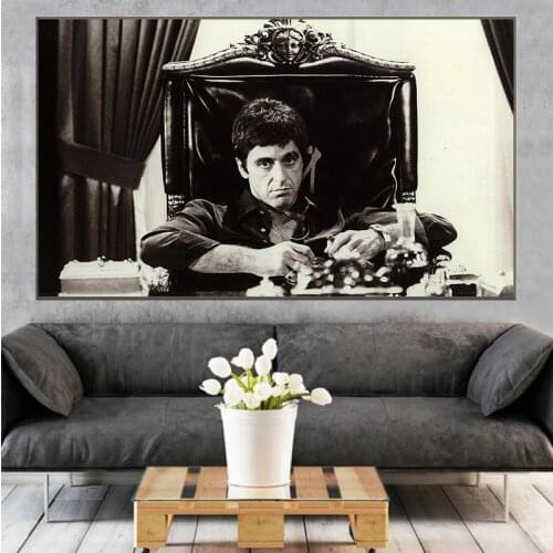 AL PACINO SCARFACE Movie Poster Home Decoration Oil Painting Wall Picture for Living Room Canvas Black and White Pop Art Decor