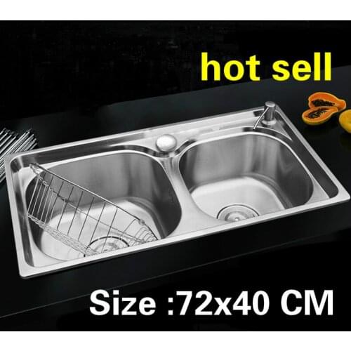 Free shipping Apartment vogue kitchen double groove sink small do the dishes 304 stainless steel hot sell 72x40 CM