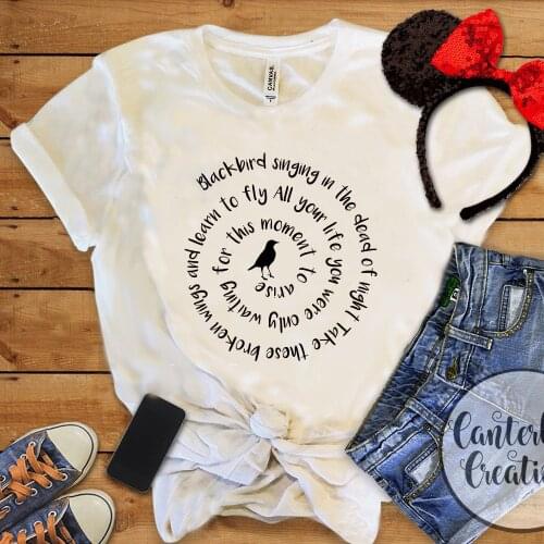 Blackbird Singing In The Dead of Night Shirt Beatles Lyrics Music T-Shirts for Women Music Lovers Tee Funny Unisex Shirt