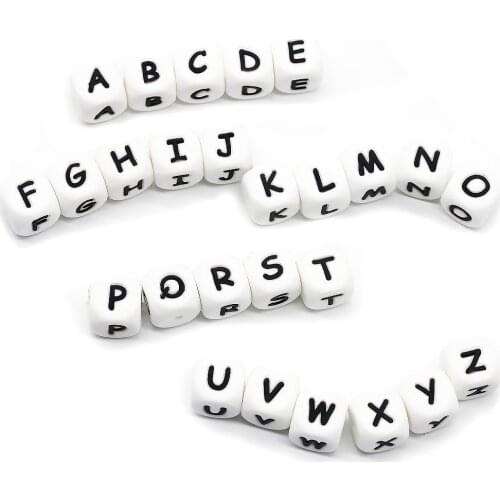 Cute-Idea 200pcs silicone english alphabet letters beads teether DIY bracelet chain teething baby product Food Grade BPA free