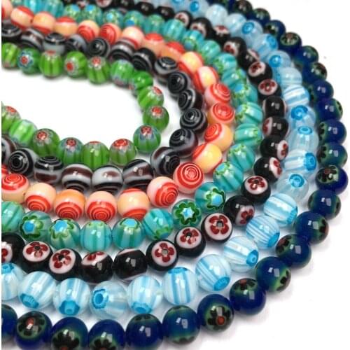 Natural Semi Precious Stone Beads Spherical Polychromatic Glass DIY For Making Necklaces Bracelets And Earrings 10mm