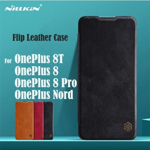 For OnePlus 8T Flip Case One Plus 8T Covers Nillkin Qin Leather Flip Cover Card Pocket Wallet For OnePlus 8 8 Pro Nord Phone Bag