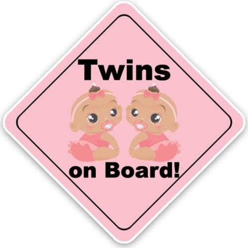 Dawasaru Cartoon Twins Car Sticker Baby on Board Safety Caution Sign Decal Laptop Truck Motorcycles Auto Accessories,15cm*15cm