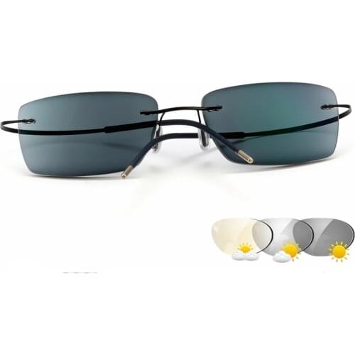 New Progressive Photochromic Reading Glasses Women Men Multifocal Anti-blue light Rimless Presbyopia Eyeglasses Metal Frame 4.0