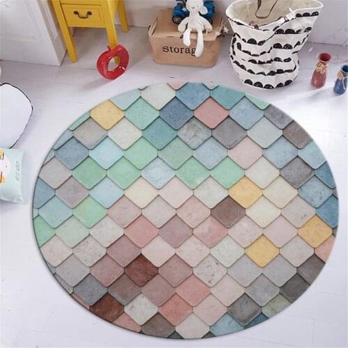 Macaron Round Carpet Bedroom Girl Nordic Kawaii Rugs For Coffee Table Flannel Anti-slip Computer Chair Mat Teenage Room