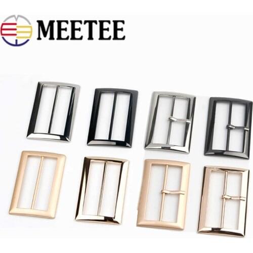 Meetee 5pcs20-50mm Square Metal Shoes Pin Clasp Belt Buckle Bag Strap Adjust Buckles Webbing Tri-Glide Ring Hook Decor Accessory