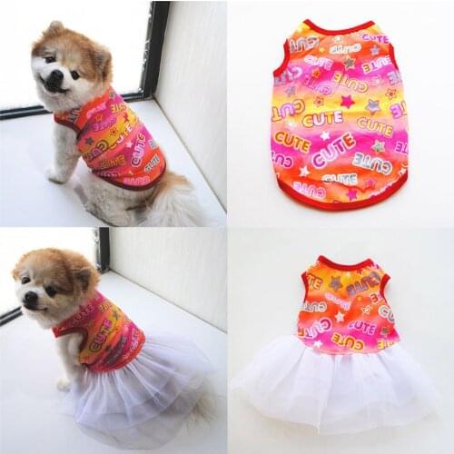 Summer Dog Dress Pet Dog Clothes for Small Dog Wedding Dress Skirt Puppy Clothing Spring New Fashion Cotton Pet Clothes XS-L