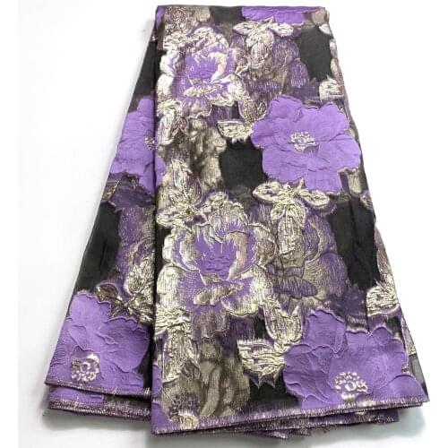 Lilac 2021 Latest Brocade Jacquard Fabric African Gilded Lace Fabric High Quality Nigerian Lace Materials For Women Dress Sewing