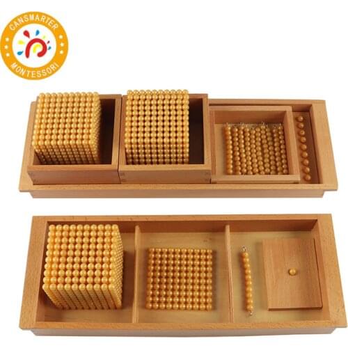 Montessori Math Educational Toys Gold Beads Material Symbols With Trays Kids Teaching Aids Children Toys