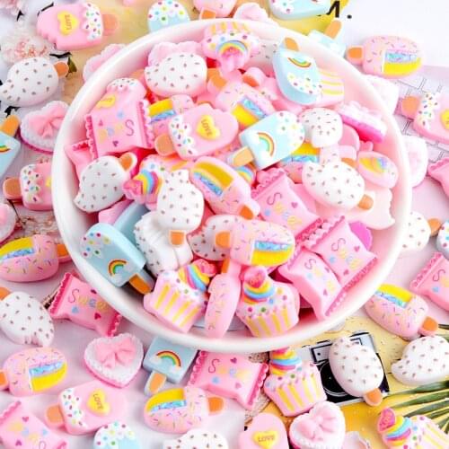 21Pcs Cute Cartoon Flat Back Rubber Cabochon For Candy Scrapbooking for Decoration Crafts DIY Aapplique Hair Bow Accessories