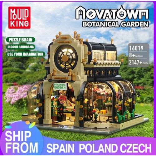 MOULD KING 16019 City Street Building Toys The MOC Botanical Garden with Light Assembly Blocks Bricks Gift for Kids Birthday