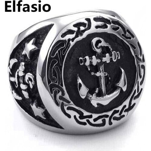 Mens Navy Anchor Nautical Sailor 316L Stainless Steel Biker Ring Wholesale Jewelry