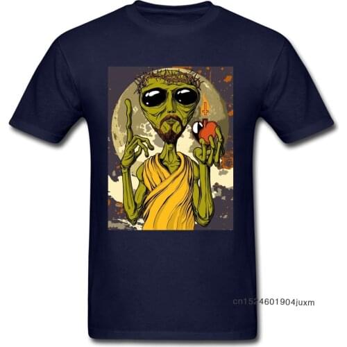 We Come in Peace Men T-shirts Custom E.T. T Shirt Jesus Alien Print Tshirt Novelty Hip Hop Clothes Cotton Summer Rock Roll Tops