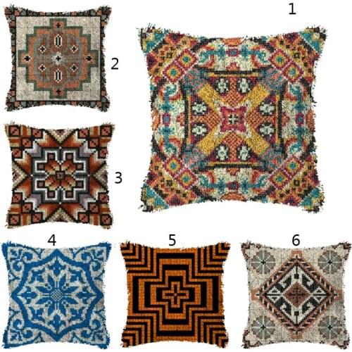Latch Hook Cushion lattice Home Decor Cushion Cover Pattern Pillow Case Crochet Art & Crafts AcrylicEmbroidery Sofa Bed