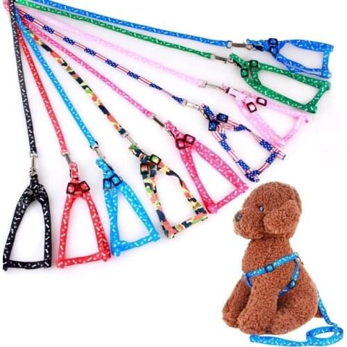 200pcs 1*120cm Dog Harness Leash Nylon Printed Adjustable Pet Dog Puppy Cat Animals Accessories Pet Rope WB1283