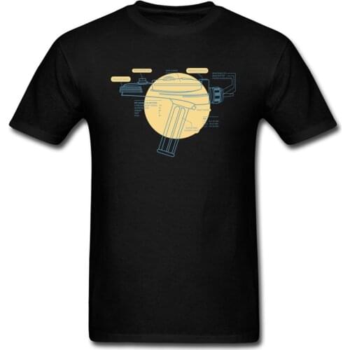 2018 Cool Men T-shirt Ray Cartoon Gun Introduce Black T Shirts Novelty Casual Style Party Cotton Tops Slim Fit