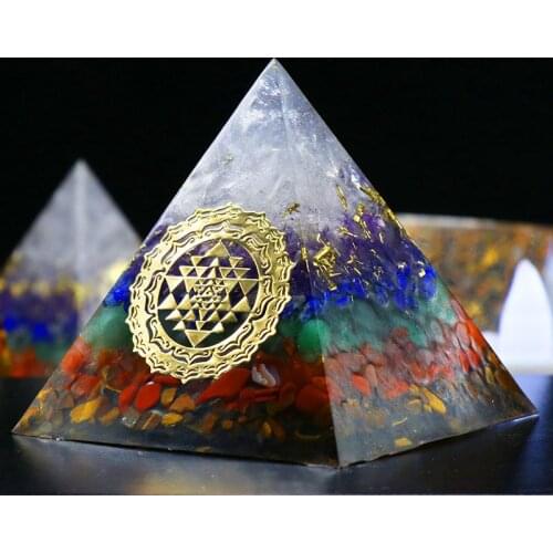 Orgonite Pyramid Spiritual Healing Energy Orgone Natural Crystal Rock Quartz Red Stone Lapis Lazuli 7 Reiki Chakra Home Decor