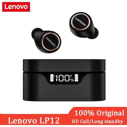 Original Lenovo LP12 TWS Wireless Earphone Bluetooth 5.0 Dual Stereo Noise Reduction Bass IPX5 Waterproof Long Standby 400mAh