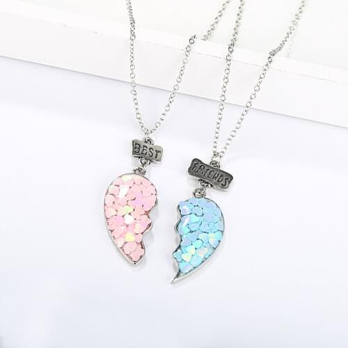 1 pair Heart Shape Paired Pendant Couple Necklaces For Women Men Lovers Best Friends Trendy Elegant Necklace Fashion Jewelry