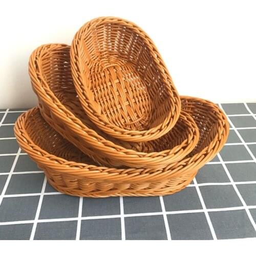 Wicker Woven Bread Basket Serving Basket Set of 3,Storage Basket for Food Fruit Cosmetic Storage Table Top and Bathroom